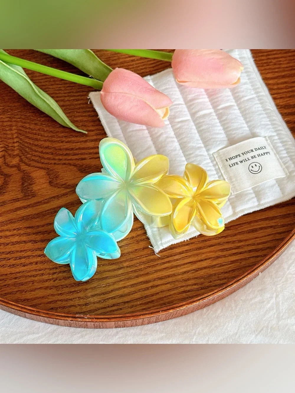 Pink Flower Hair Clips for Kids - Set of 3